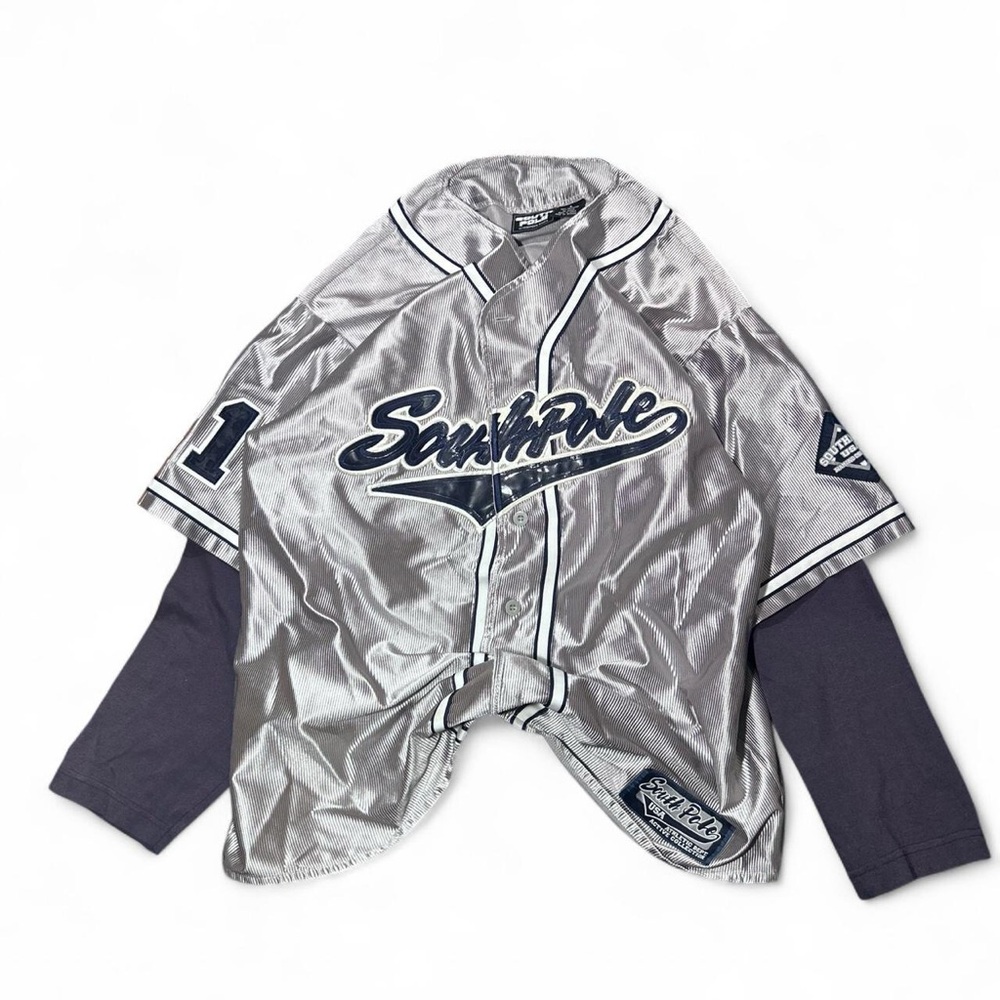 Y2K Southpole Silver Baseball Jersey